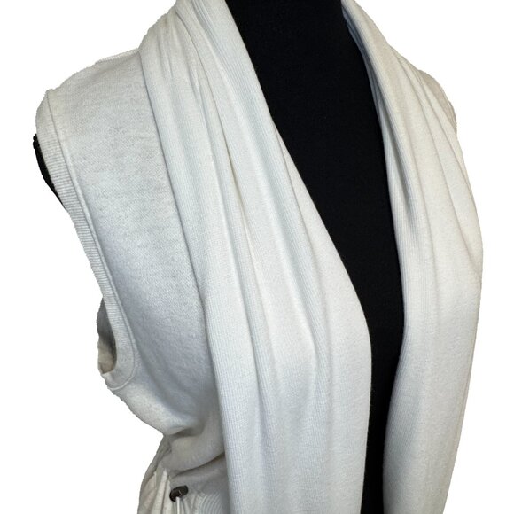 Anthropologie Avasa Drawstring Duster Vest Cardigan Beige Layering Size Small - Picture 5 of 9